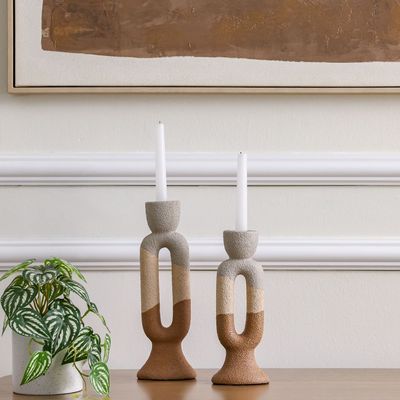 SS25 Lexie Caramel Ceramic Loop Candle Holder Tawny 10.2X6.8X26.7Cm