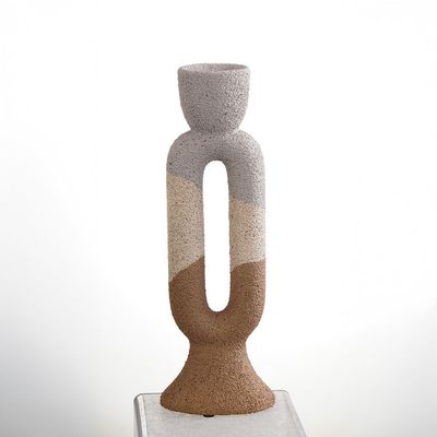SS25 Lexie Caramel Ceramic Loop Candle Holder Tawny 10.8X7X31.5Cm