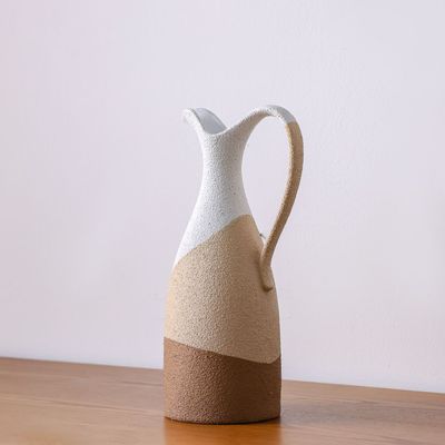 SS25 Lexie Caramel Ceramic Jug Vase Tawny 18X15.5X41.5Cm