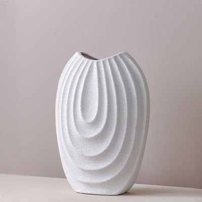 SS25 Lexie Caramel Ceramic Concentric Vase White 29X13.8X38Cm