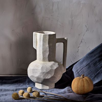 Florence Ceramic Faceted Jug Vase 16.5X12.5X24.5Cm