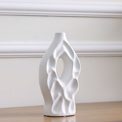 Florence Ceramic Abstract Angular Flowy Vase 15X7X27.5Cm