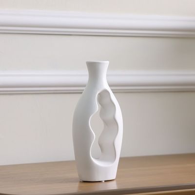 Florence Ceramic Abstract Angular Cavity Vase 13X7X27Cm
