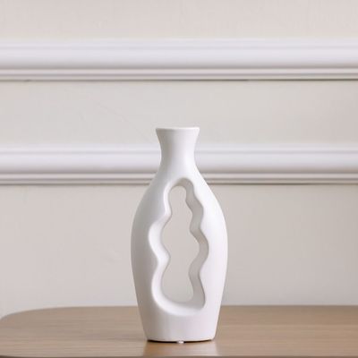 Florence Ceramic Abstract Angular Cavity Vase 13X7X27Cm