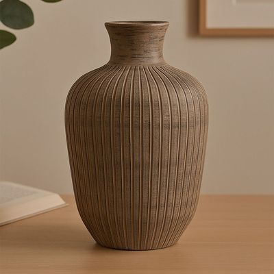Euphoria Terracota Trumpet Vase Antique Brown 25.7X25.7X36Cm