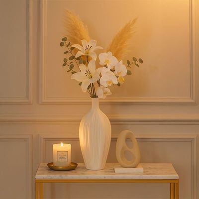 Euphoria Terracota Dashing Modern Pitcher Vase White 15.5X15.5X35Cm
