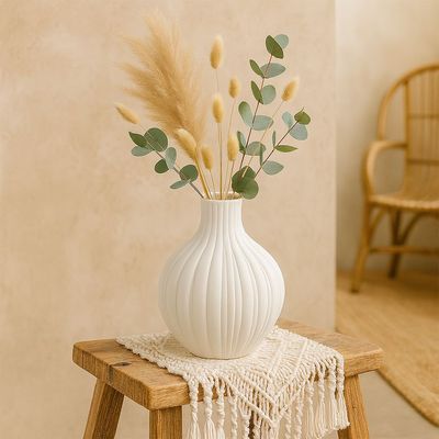 Euphoria Terracota Dashing Modern Urn Vase White 17.5X17.5X24Cm