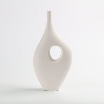 Euphoria Terracota Vertical Abstract Vase White 17.5X5.5X35.5Cm