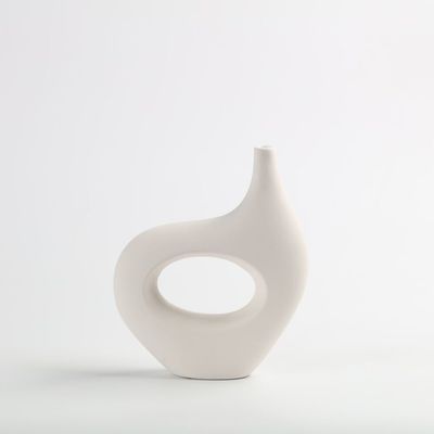 Euphoria Terracota Horizontal Abstract Vase White 20.8X5.5X24.5Cm