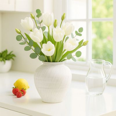 Euphoria Terracota Bouquet Vase Antique White 28X28X30.5Cm