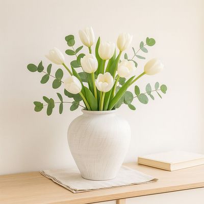Euphoria Terracota Bouquet Vase Antique White 28X28X30.5Cm