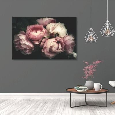 Diana Peony Bunch Glass Wall Art Multi 120X80X0.4Cm