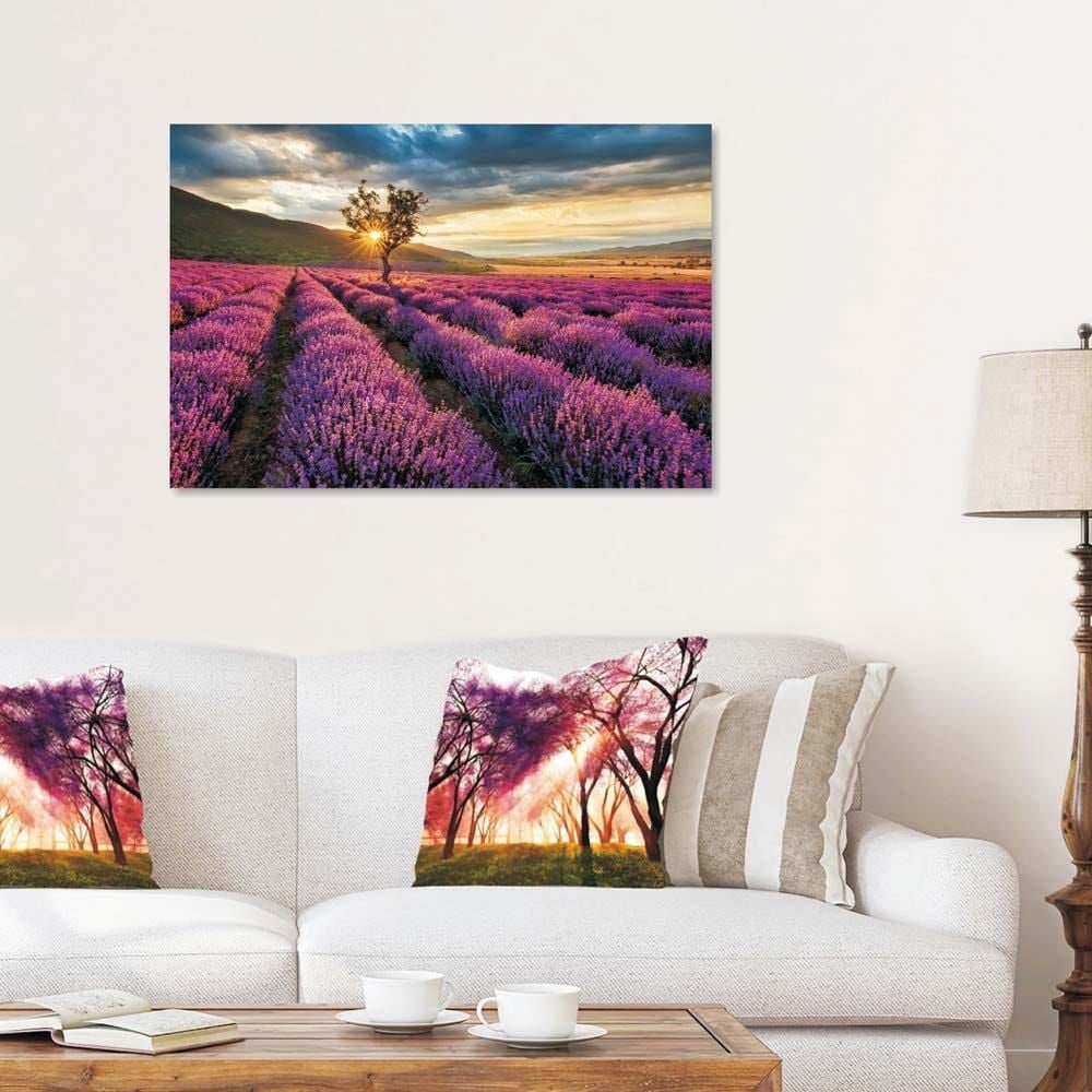 Buy Diana Sunrise Lavender Field Tempered Glass Wall Art 60X40X0.4CM ...