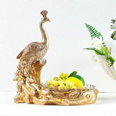 Lori Peacock Fruit Plate Gold 38x30x39cm