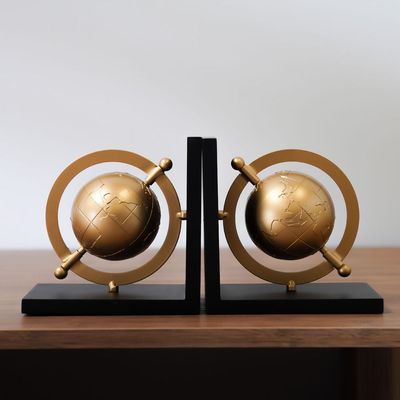 Nordic Metal Bookend With Tellurion 15 X 10 X 15 Cm 