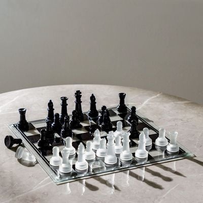 Percy Glass Chess Board - Black/White - 35x35 cm 