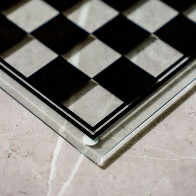 Percy Glass Chess Board Black/White 35x35Cm 