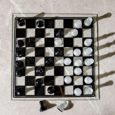 Percy Glass Chess Board Black/White 35x35Cm 