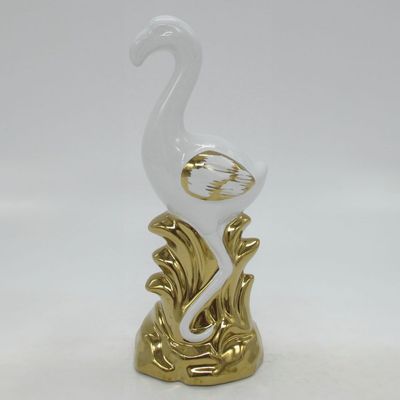 Inaaya Swan Ceramic Gold Sculpture 8.5X7.5X23.5