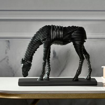 Florence Polyresin Anstract Eating Horse Black 32X8.5X24Cm