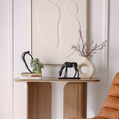 Florence Polyresin Anstract Eating Horse Black 32X8.5X24Cm