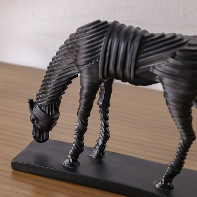Florence Polyresin Anstract Eating Horse Black 32X8.5X24Cm