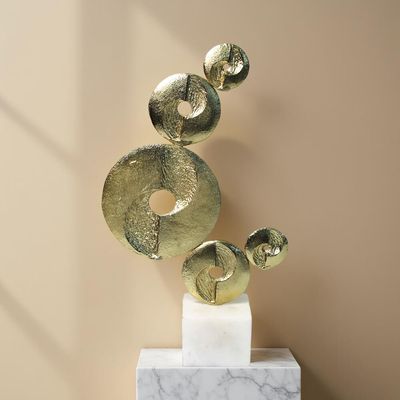Dalia Metal Marble Disc Destiny Abstract Sculpture 27x10x47 CM