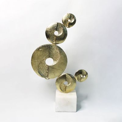Dalia Metal Marble Disc Destiny Abstract Sculpture 27x10x47 CM