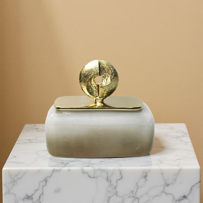 Dalia Glass Metal Disc Destiny Jar 18x11x16 CM