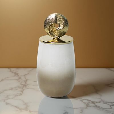Dalia Glass Metal Disc Destiny Jar 11x11x23 CM