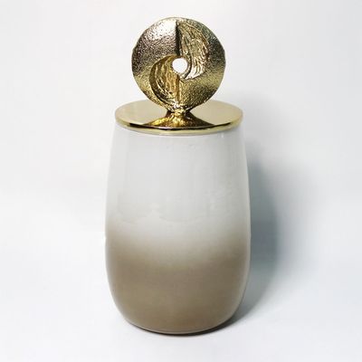 Dalia Glass Metal Disc Destiny Jar 11x11x23 CM