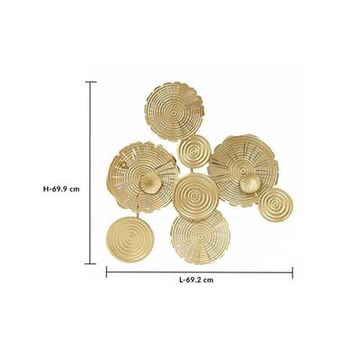 Alayna Modernist Floating Circles Decorative Wall Art Gold 69.2X6.5X69.9Cm