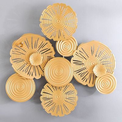 Alayna Modernist Floating Circles Decorative Wall Art Gold 69.2X6.5X69.9Cm