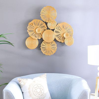 Alayna Modernist Floating Circles Decorative Wall Art Gold 69.2X6.5X69.9Cm