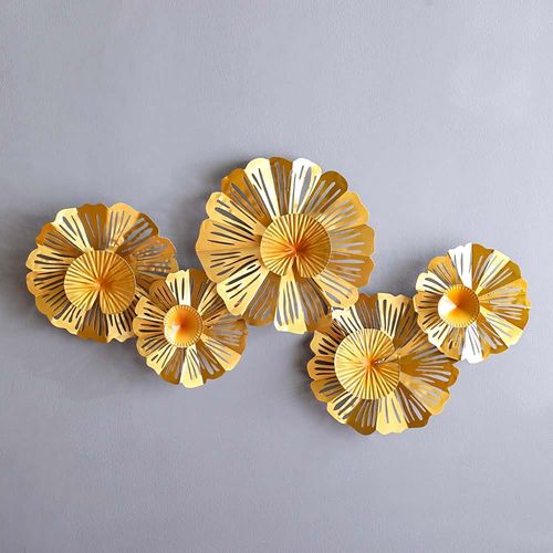 Alayna 5 Connected Roundels Wall Art Gold 90.8x8.3x50.2 Cm