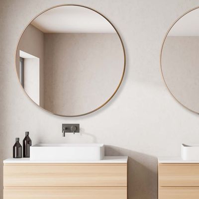 Petite Round Frame Mirror Gold 80X80X2.8CM