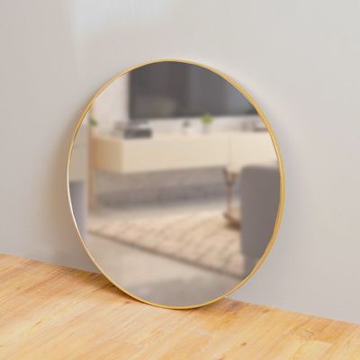 Petite Round Frame Mirror - Brushed Gold