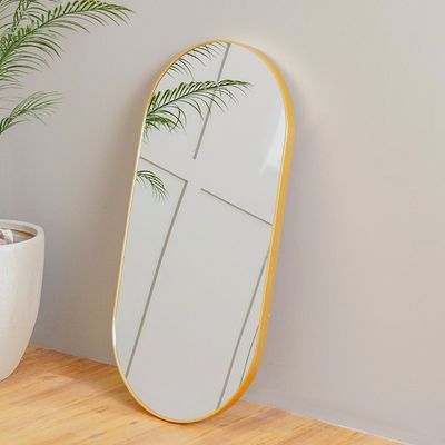 Petite Runway Oval Frame Mirror - Brushed Gold