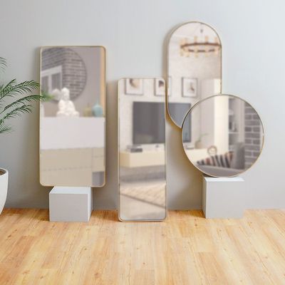 Petite Standing Frame Mirror - Brushed Gold