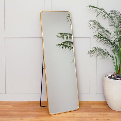 Petite Standing Frame Mirror - Brushed Gold