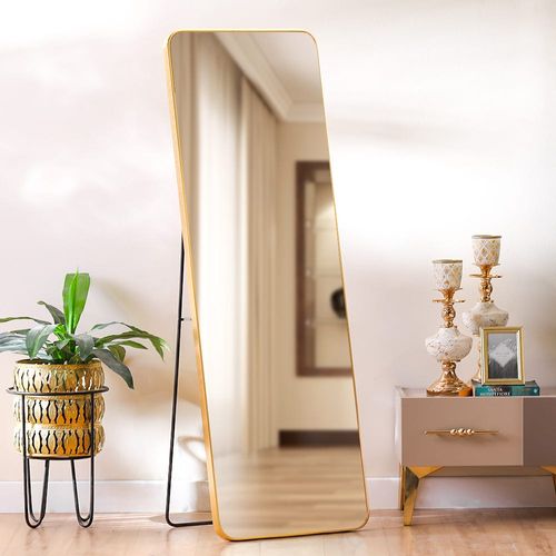 Petite Standing Frame Mirror Brushed Gold