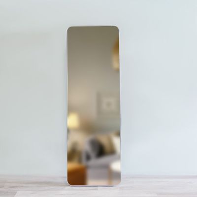 Petite Standing Frame Mirror Brushed Silver