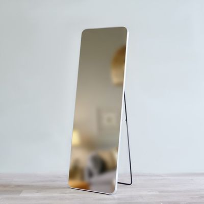 Petite Standing Frame Mirror Brushed Silver