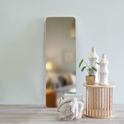 Petite Standing Frame Mirror Brushed Silver