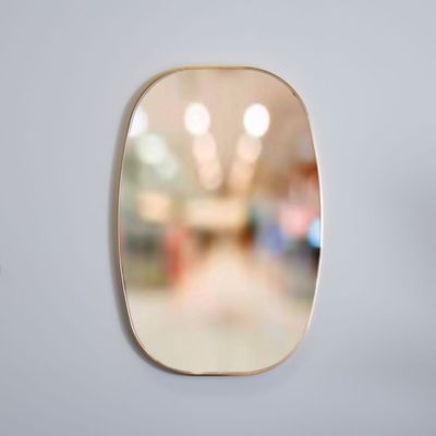 Petite Squared Oval Frame Mirror Brushed Gold