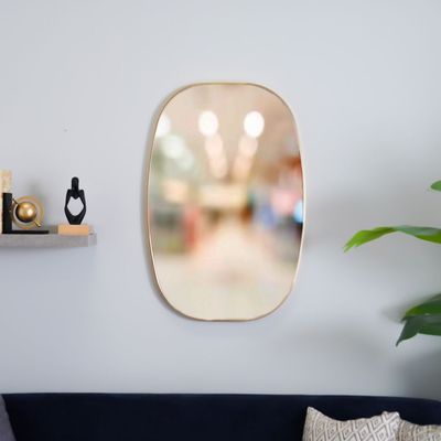 Petite Squared Oval Frame Mirror Brushed Gold