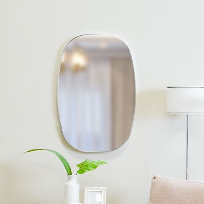 Petite Squared Oval Frame Mirror Brushed Silver