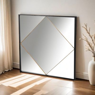 Mirage Metal Square Mirror Black/Gold 91.5X5X91.5Cm