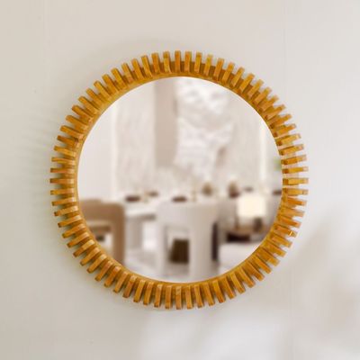 AW24 Amber Round Mirror 80X8X80 Cm