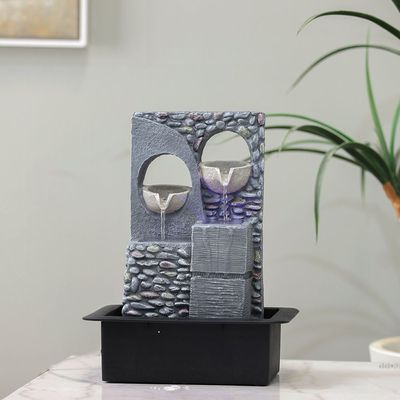 Stalaca Geomantic Fountain W/2 Head Colored Lights and pump, 30x22x39cm RJ200502